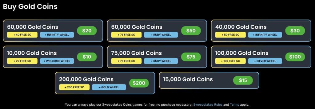 Spinfinite Buy Coins Cashier Section